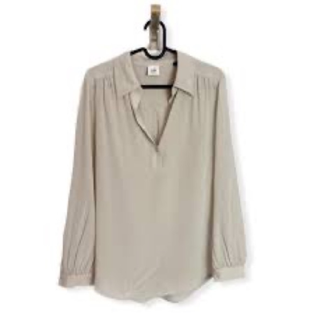 CABi grey silk blouse sz s